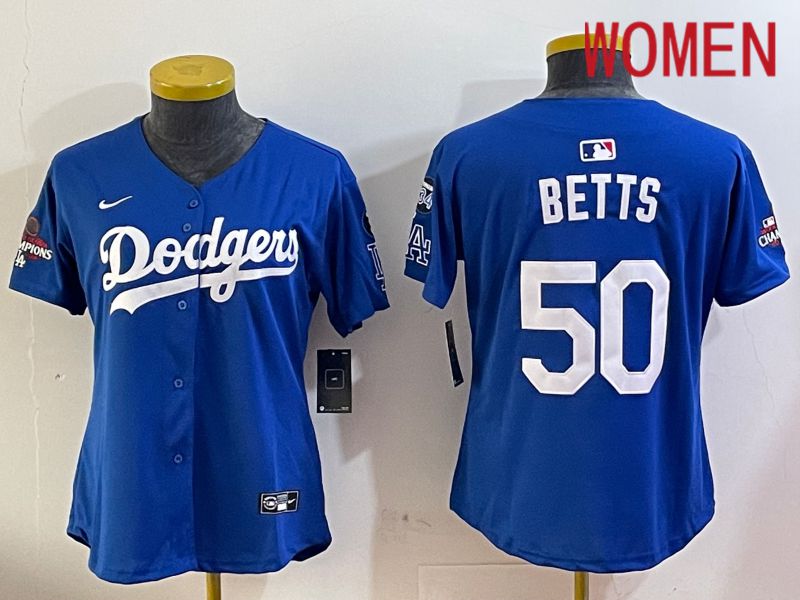 Women Los Angeles Dodgers #50 Betts Blue Game 2024 Nike MLB Jersey style 12054